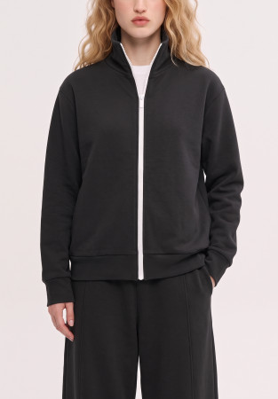 Gri fleece-lined zip-up sweatshirt